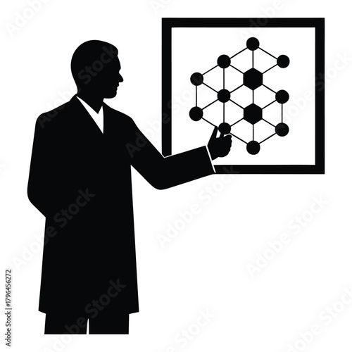Scientist Analyzing Molecular Structure Silhouette