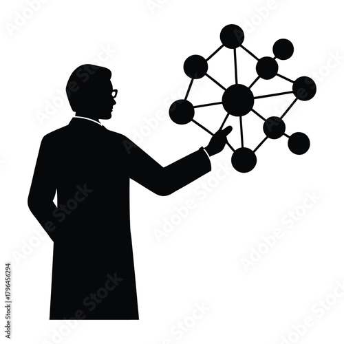 Scientist Analyzing Molecular Structure Silhouette