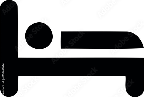 Black simple icon of a person lying in bed sleeping lying down