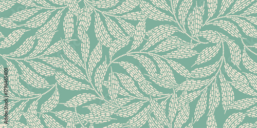 Abstract Floral leaves seamless pattern.
