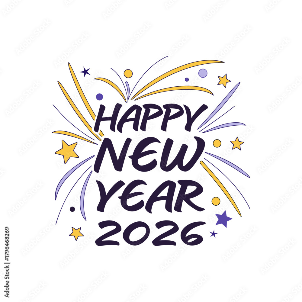 Obraz premium Happy New Year 2026 Fireworks Celebration Illustration