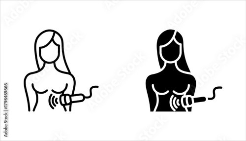 Ultrasound icon set. Woman pregnancy internal ultrasonography medical device. Ultrasonic transducer symbol. vector illustration on white background