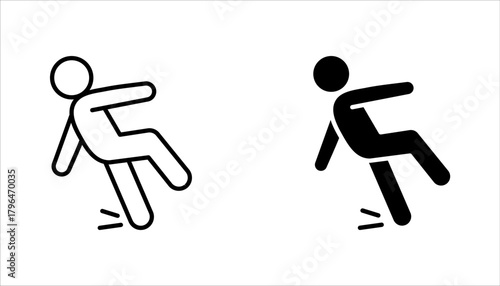 falling person icon set, fall accident icon Simple thin outline, vector illustration on white background