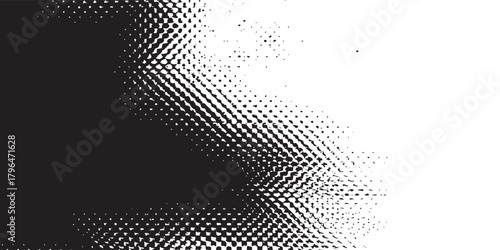 Retro halftone texture featuring scattered pixel-like dots creating a bold central dark area.