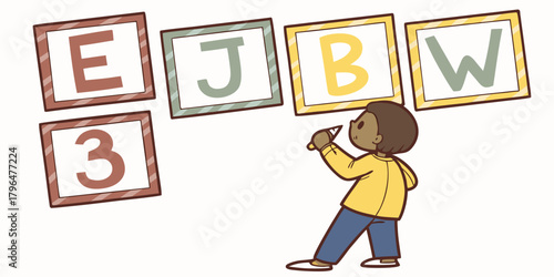 Child Learning Letters and Numbers with Blocks Educational Concept for Young Children Early Childhood Development