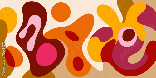 Abstract Organic Shapes Background in Warm Autumnal Colors