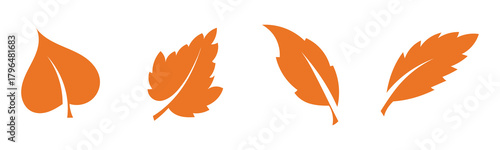 set of autumn leaves, fall leaves silhouette vector set, fall leaves silhouette vector illustration