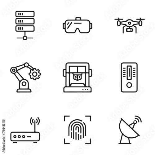 Flat Design Technology and Internet Icon Set