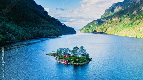 Fotografía Explore lovrafjordens serene landscape with idyllic island retreat in norway