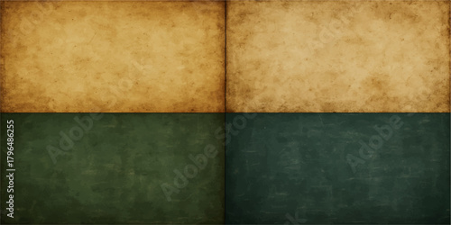 Antique green book cover design with worn brown texture on a vintage grunge paper background