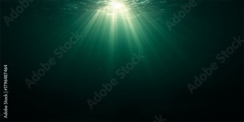 Bright sunbeams burst through the blue ocean water in this looping underwater scene illustration