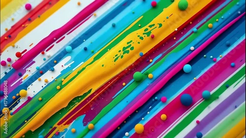 The images depict a dynamic scene of colorful paint splashes and streaks spread across a surface