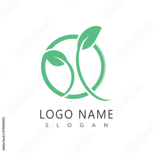 Simple mint logo leaf vector and symbol