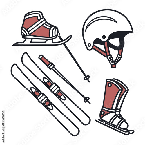 Winter Sports Equipment Collection vector icon