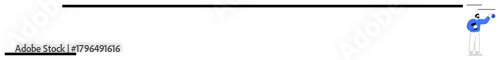 Individual operating a tool to move a horizontal line, emphasizing balance, precision, and simplicity. Ideal for themes of design, alignment, planning, focus, minimalism control and creativity