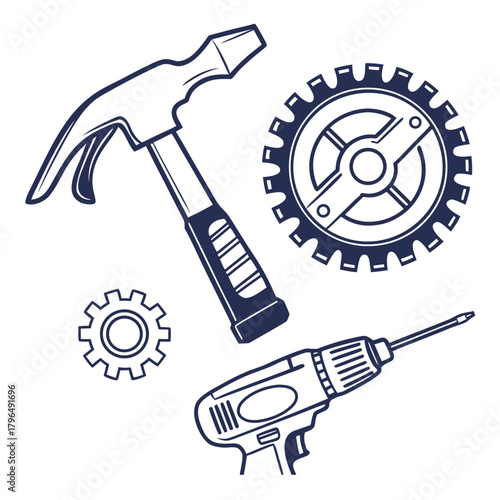 Tools And Gears Illustration hammer drill