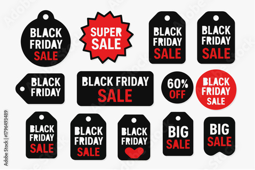 Black Friday Sale Tags Collection – Discount Labels and Promo Badges