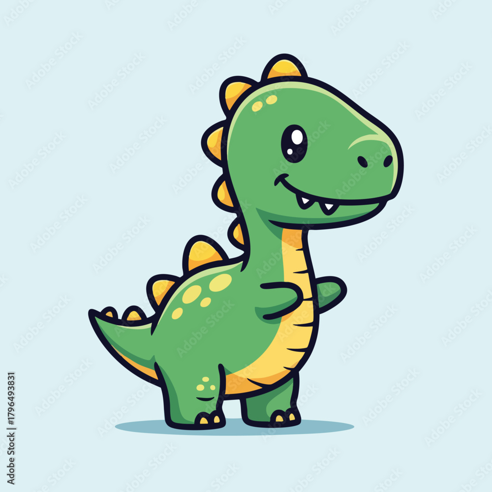 Naklejka premium Smiling Cartoon Dinosaur Character