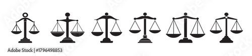 abstract vector justice scale icon set design template