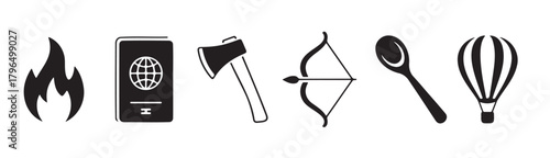 Adventure and Travel Icons Set in Flat Design