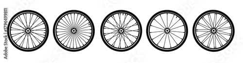 bicycle wheels icon set basic simple design