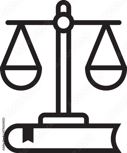Justice scale with Book icon combination Law firm logo and Icon design.
