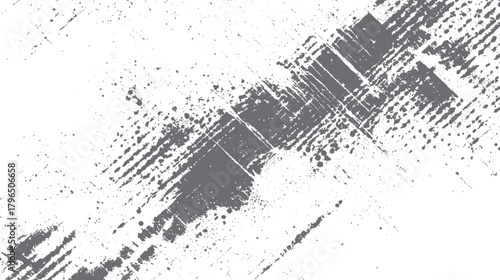 Abstract grey distressed grunge texture with scattered dots and diagonal lines on white background vector