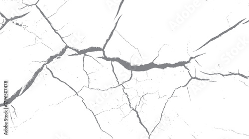 Abstract pattern of thin grey cracks and small dots on a white background resembling dry earth or marble texture