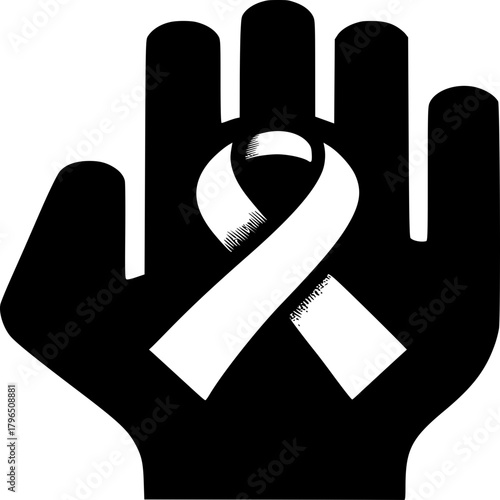 Hand of Hope: A graphic image representing support and solidarity for awareness with the universal symbol of the awareness ribbon