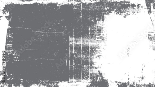 Distressed gray grunge texture overlay with faded newspaper print and rough edges vector