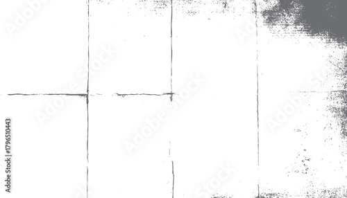 Faded grey grunge texture overlay with horizontal and vertical creases on white paper background vector