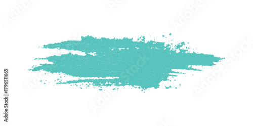 Teal blue abstract paint stroke with textured edges and scattered speckles on white background vector