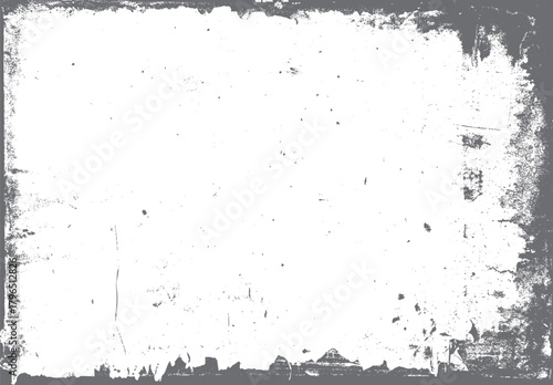 Textured grunge overlay with distressed edges and scattered speckles on a white background vector