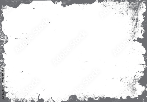 Textured grunge border frame with distressed edges and scattered speckles on a white background vector