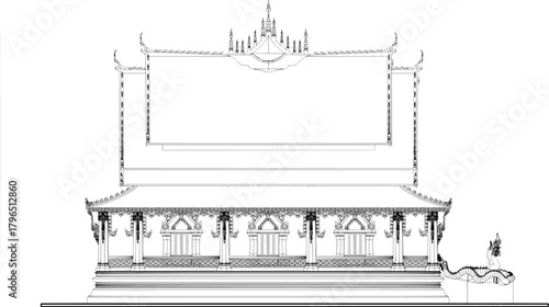 Side View Of Laos/Thai Vihara Buddhism
