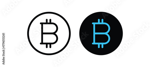Bitcoin Symbol on Orange Circle: A bold, black Bitcoin symbol