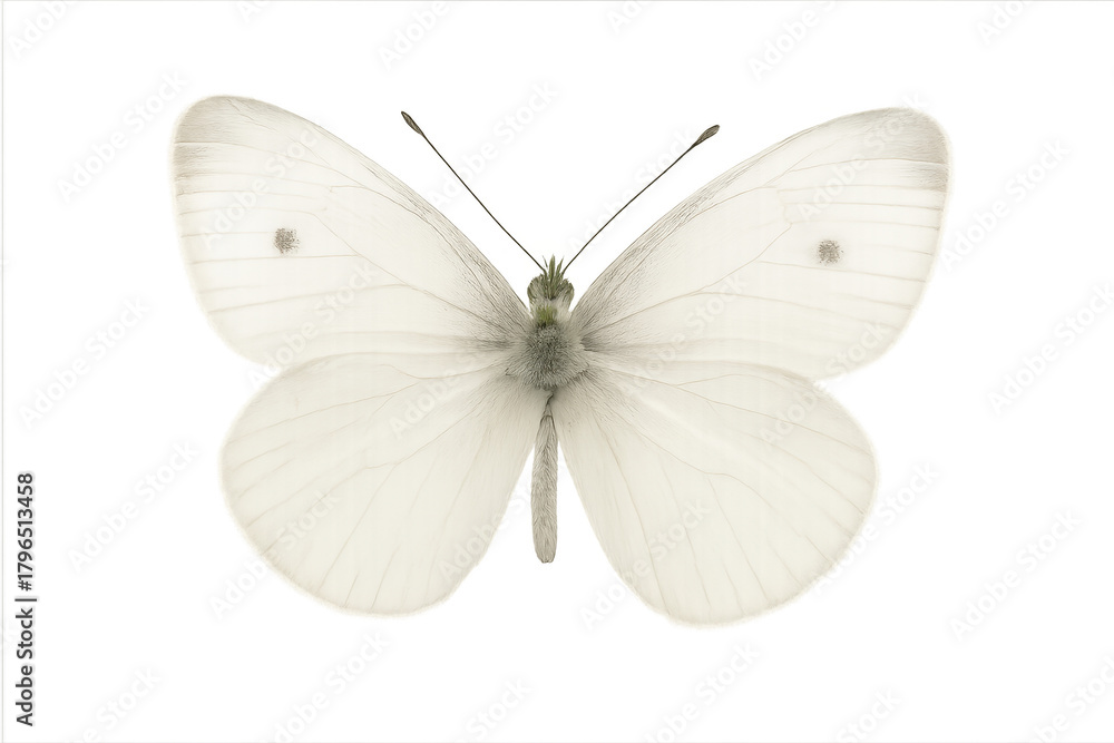 Fototapeta premium White butterfly with wings spread transparent background