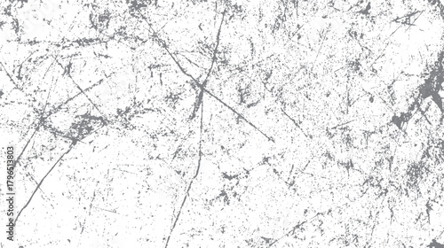 White background with scattered grey distressed scratches and speckles creating a grunge texture effect