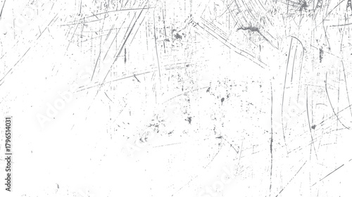 White background with scattered grey scratches and speckles creating a distressed texture effect grunge