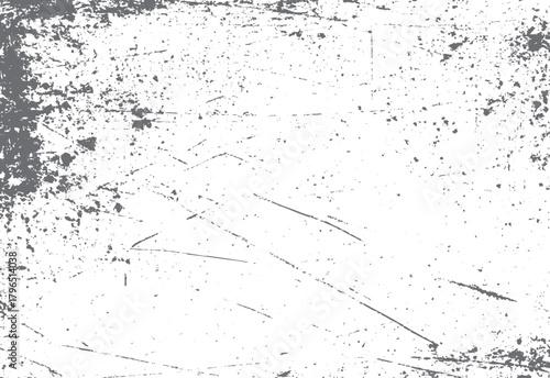White background with scattered grey speckles and long linear scratches creating a distressed textured effect