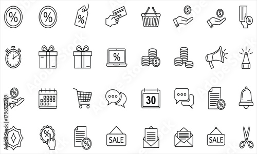 Set of E-commerce and Sale Icons for Online Retail