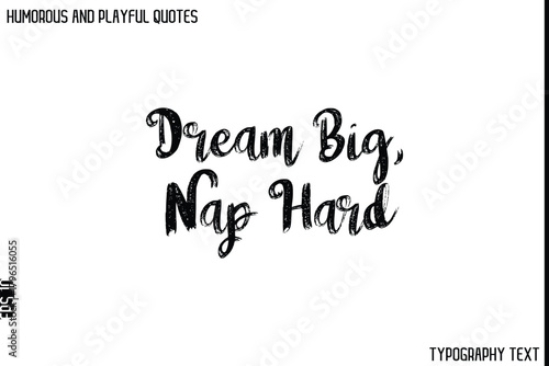 Dream Big, Nap Hard  -Humorous and Playful Quote Vector – Hand Drawn Brush Typography Artwork