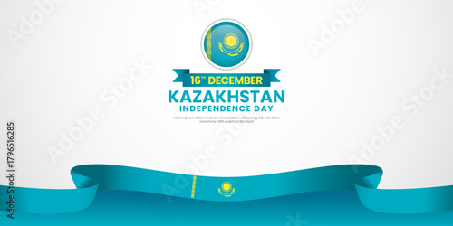 Kazakhstan independence day banner background 16th december design element with waving ribbon flag