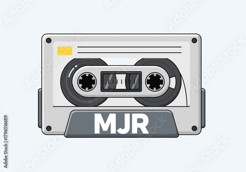 Retro Cassette Tape Mascot with Letter MJR