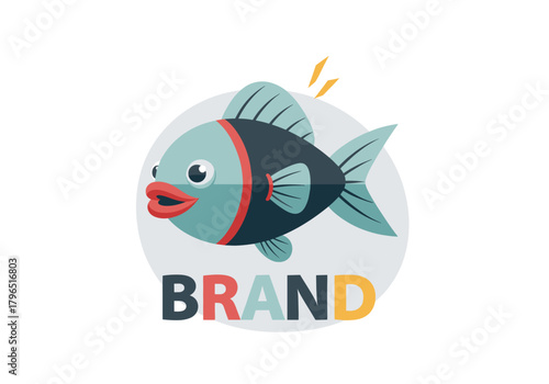 Fish Mascot with Brand Name Logo Concept