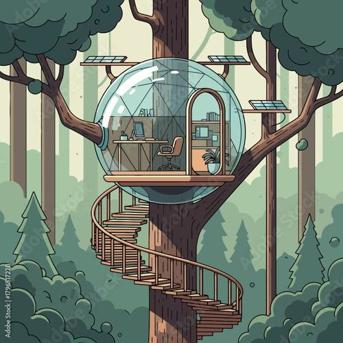 Futuristic Spherical Office Retreat in Nature