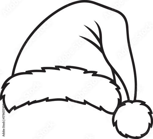 Senta claus hat ouline vector silhouette for coloring