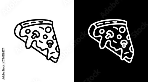 Pizza Slice With Icon Set Design
