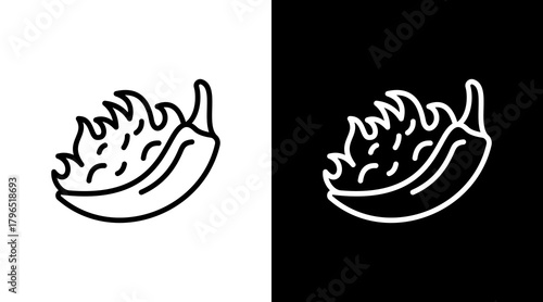 Chilli Pepper With Icon Set Design