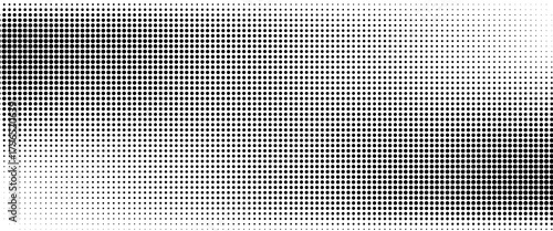 Dotted halftone gradient texture. Fading polka dot background. Repeated dots gradation pattern background. Black vanishing comic pop art overlay backdrop.